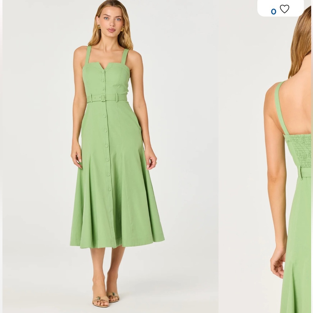 Astr McKinley Button-Front Midi Dress - Light Green